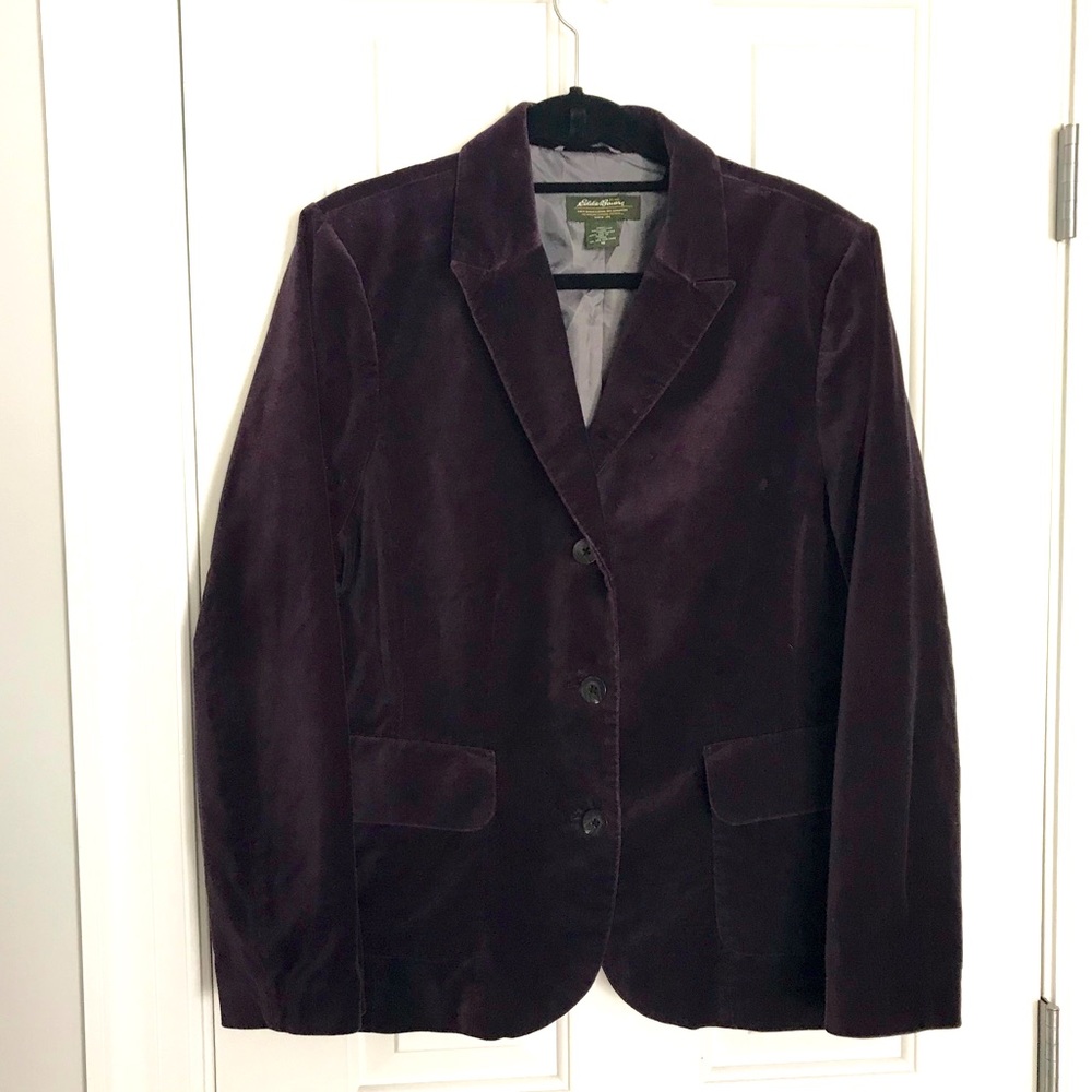 Gorgeous deep purple velvet Eddie Bauer blazer, sz 16
